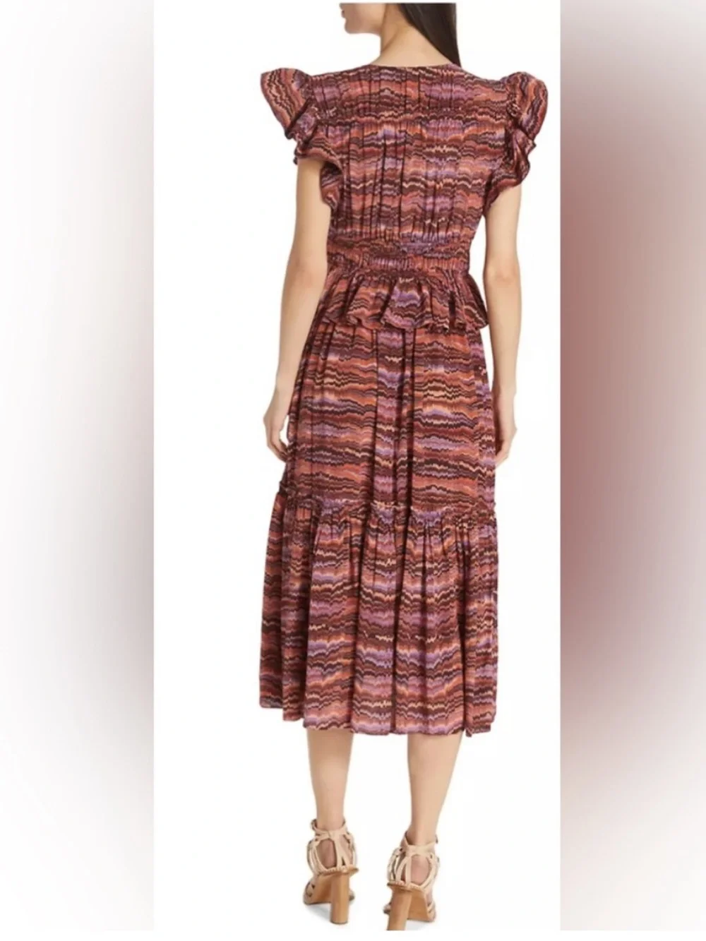 Ulla Johnson V-neck Bendetta midi dress in Purple Sapphire, Firenze-Print sz 12 - Picture 3 of 11